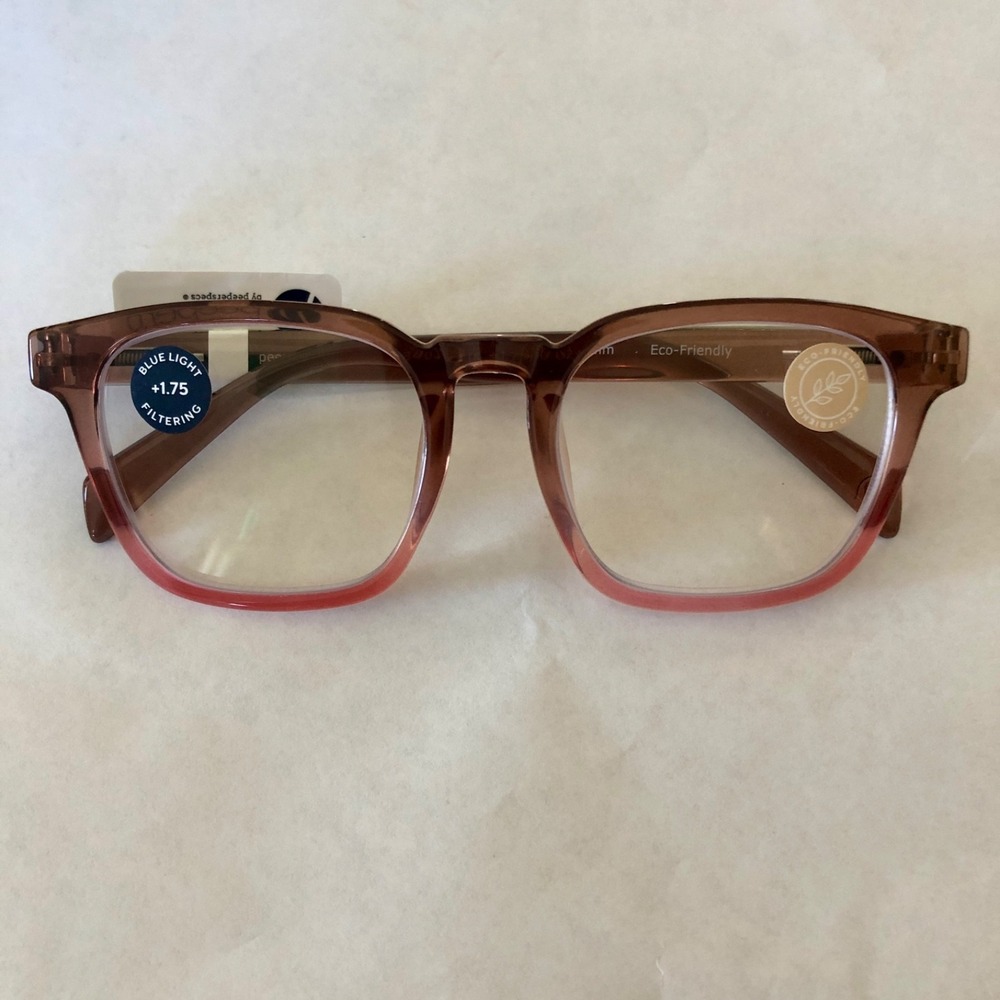 NEW TAN CORAL LATTE PEEPERS BLUE LIGHT FILTERING Readers +1.75